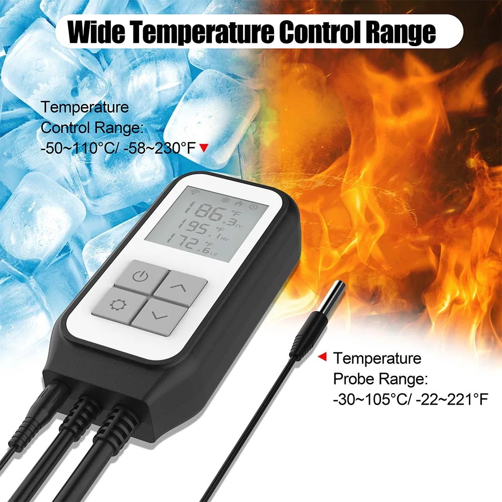 Controlador de Sensor de temperatura WIFI, toma de relé de modo de calefacción y refrigeración, toma de corriente termostato Digital inteligente para Terrario de invernadero