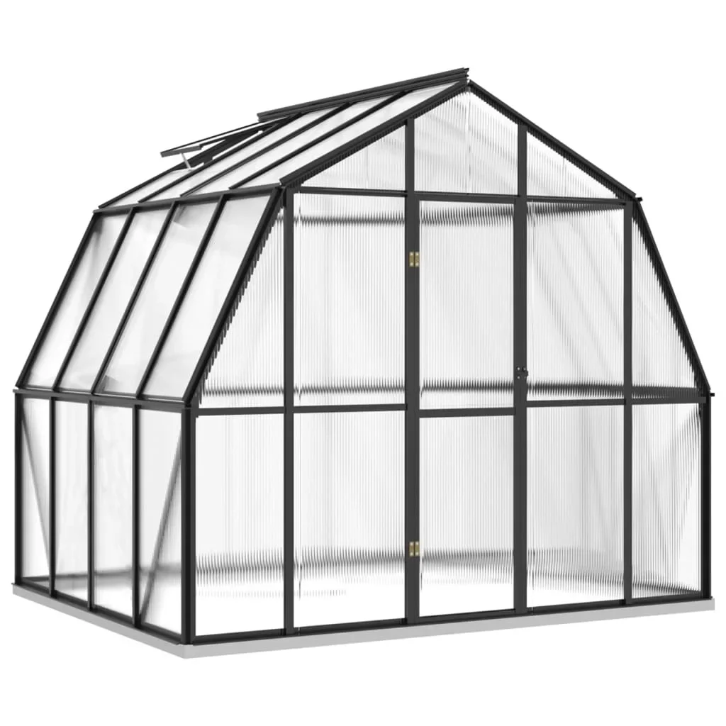 Invernadero con marco de base, antracita, aluminio de 6,43 m2, politúnel para jardín, resistente al invierno, refugio para jardín