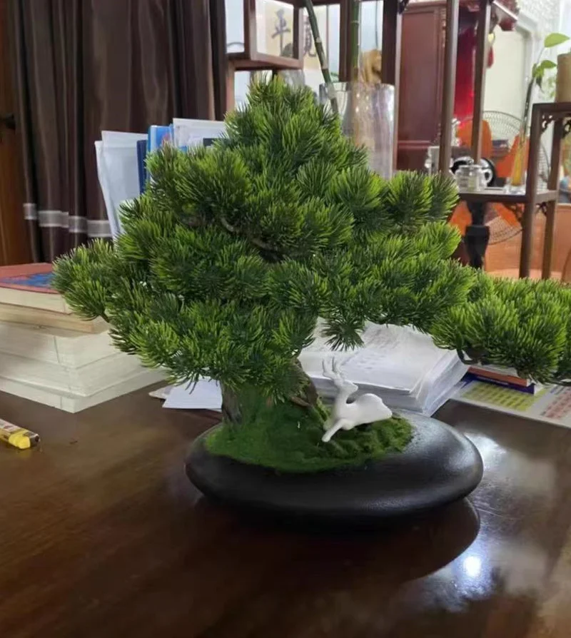 Plantas artificiales bonsái, macetas de flores de árbol pequeño, plantas falsas, Decoración de mesa de dormitorio, decoración de jardín de hotel