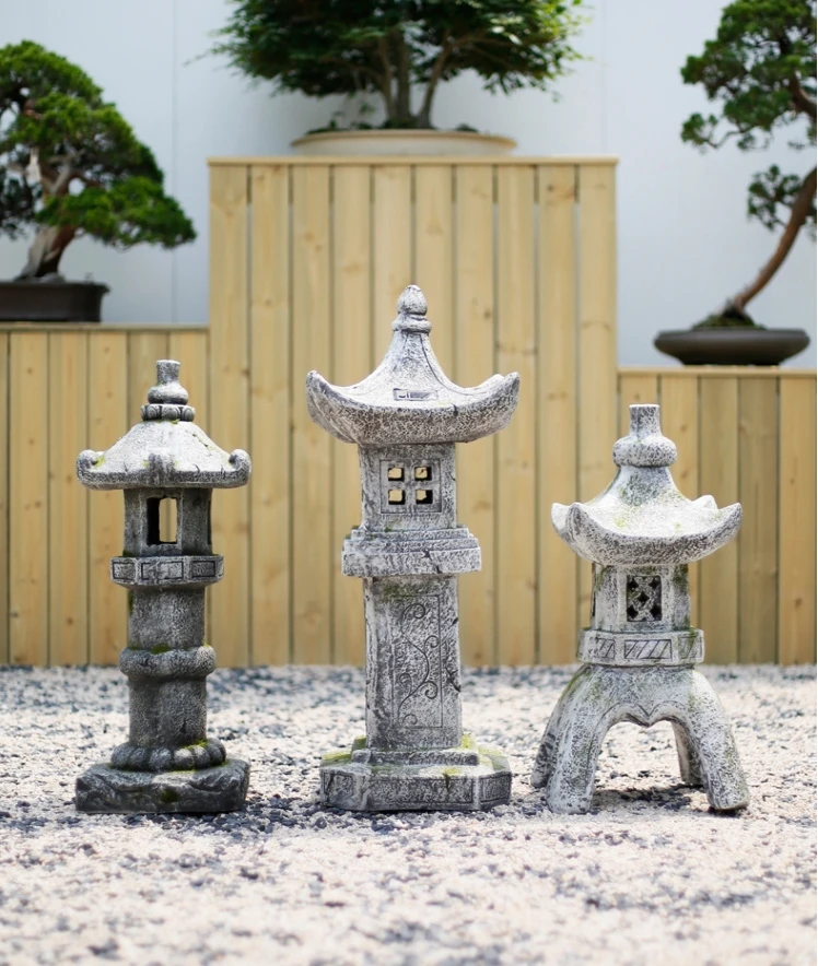 Lámpara Solar Retro japonesa, torre de piedra antigua, adornos de cemento, Villa, patio, muebles, artesanías, decoración de paisaje de jardín