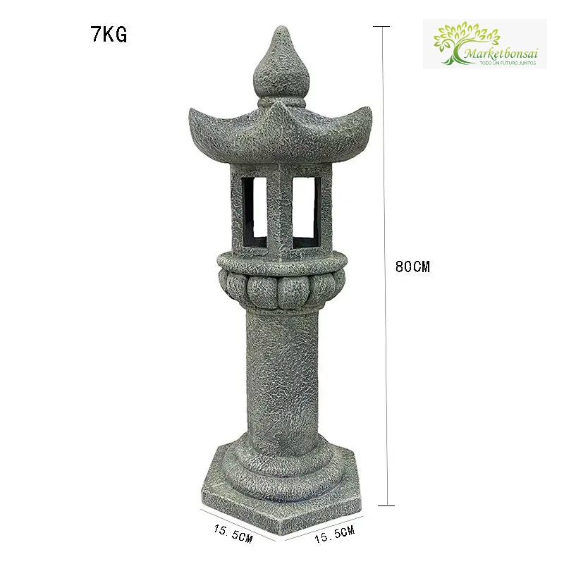 Lámpara de piedra de imitación de cerámica japonesa, mármol de imitación, arcilla roja, productos de decoración, decoración del hogar del patio 1 pieza