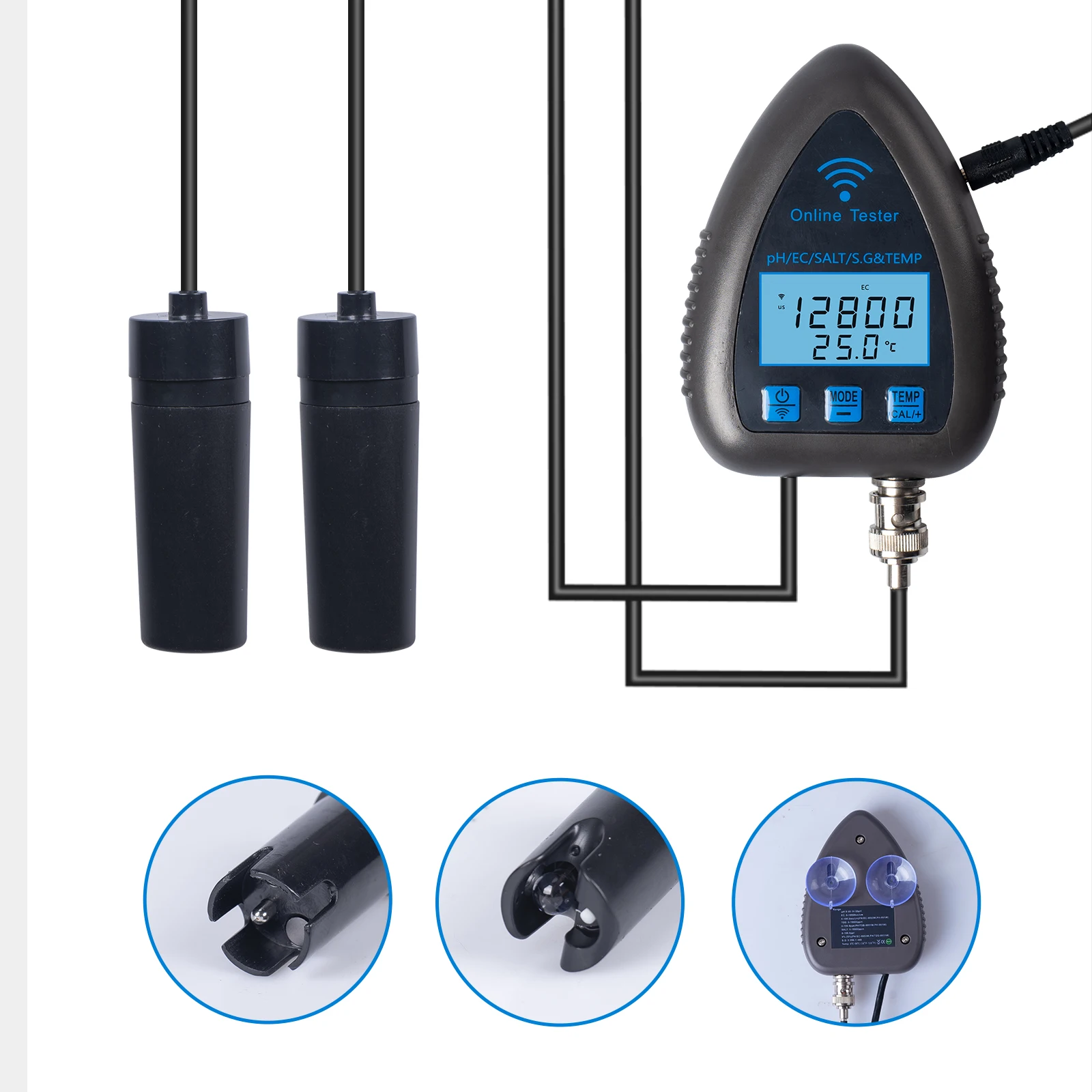 Yieryi-Medidor de salinidad inteligente, dispositivo 5 en 1 con WIFI, PH, EC, sal, S.G, temperatura, registrador de datos de agua, tanque hidropónico para piscina y Acuario