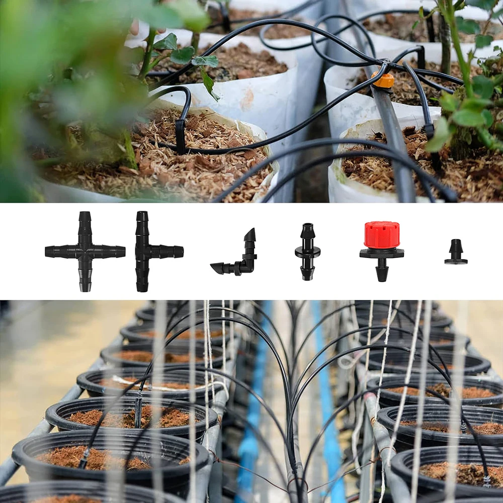 Conectores de púas para riego por goteo, accesorios de tubería de 4/7mm para maceta, jardín y césped, 50 piezas