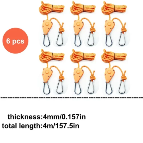 Tensor de polea con freno para toldo y malla de sombreo - 4m 6pcs orange