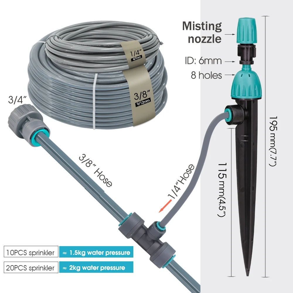 Kit Riego Goteo 3/8″ Manguera Ajustable para Bonsái y Jardín - Imagen 3