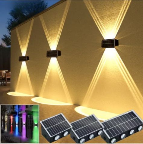 Foco Solar de Pared Exterior – Iluminación LED Superior e Inferior, Impermeable IP65, Energía Solar para Jardín, Patio y Balcón