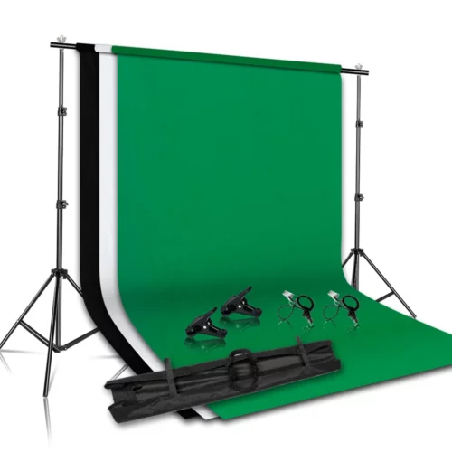 Soporte de Fondo Fotográfico Ajustable – Kit Profesional con Marco para Pantalla Verde, blanca y negra