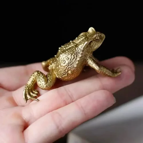 Tenpai Rana en Cobre Macizo – Figurita para Bonsái y Paisaje