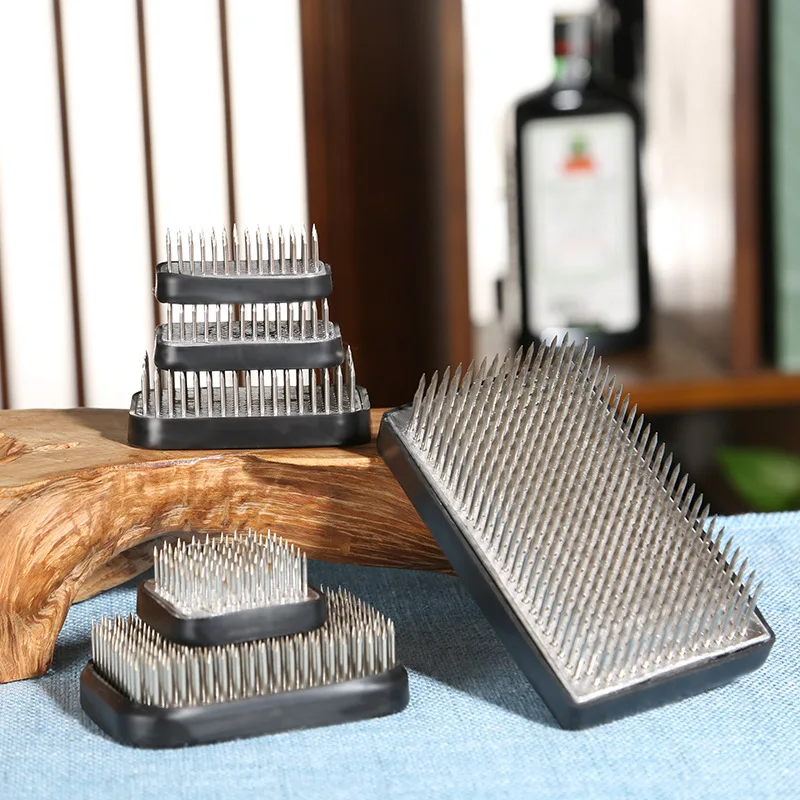 Base Kenzan Metal Espejado Rectangular Antideslizante - Imagen 3