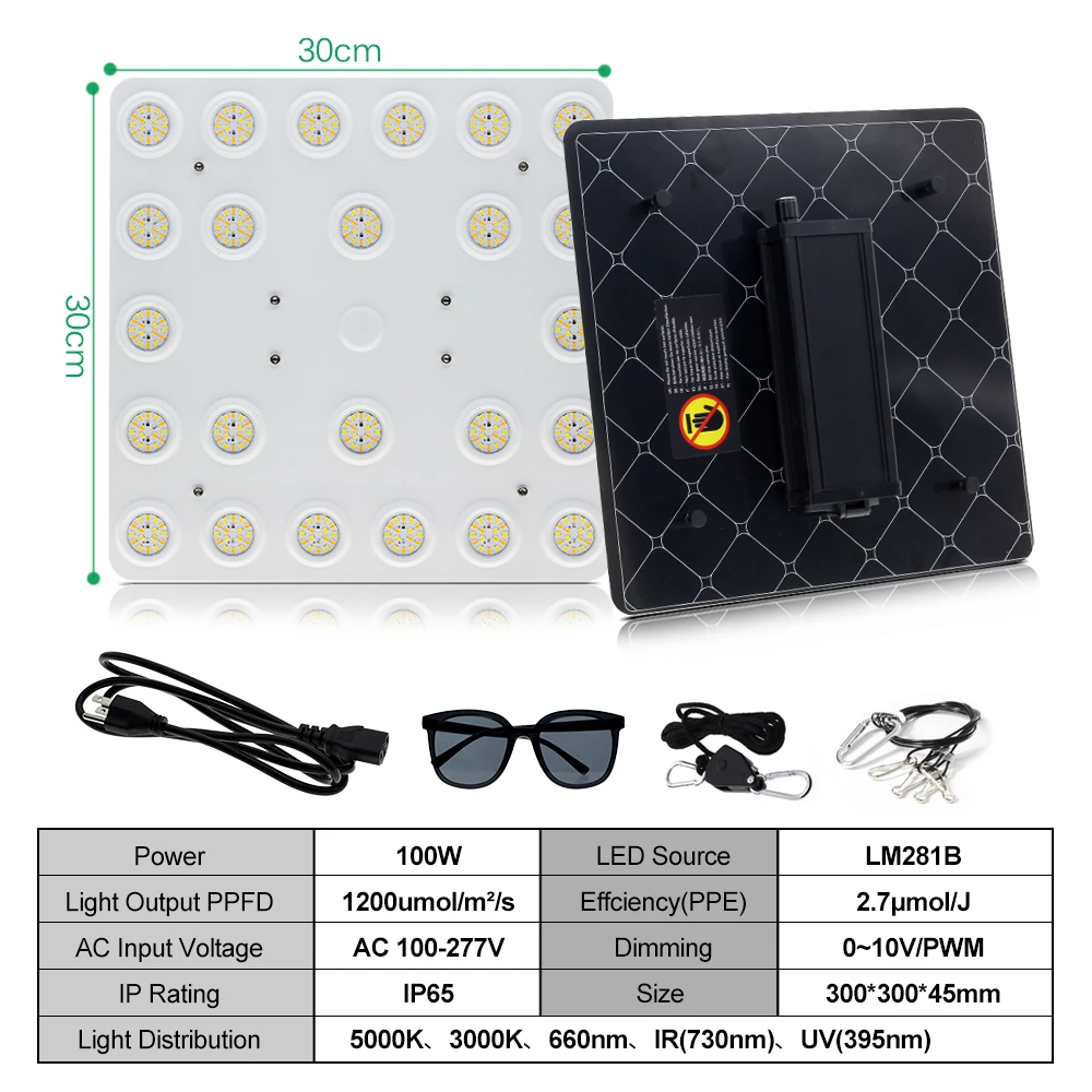 Luz LED Cultivo 100W Espectro Completo Profesional - Imagen 6