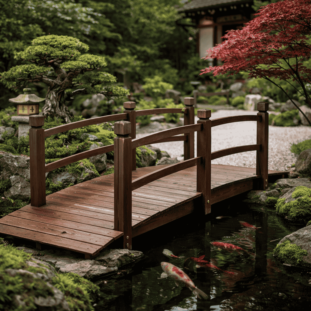 Gartenbrcke aus Holz mit Gelnder 1717558 cm  Zen- und Bonsai-Gartendekoration   Markt-Bonsai