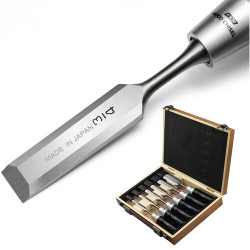 Juego de 6 cinceles japoneses profesionales Kakuri – tallado de madera con hoja alargada