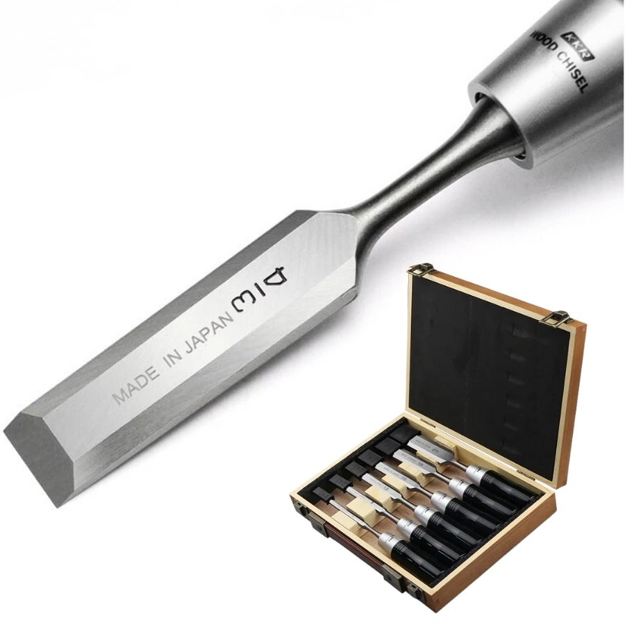 Juego de 6 cinceles japoneses profesionales Kakuri – tallado de madera con hoja alargada