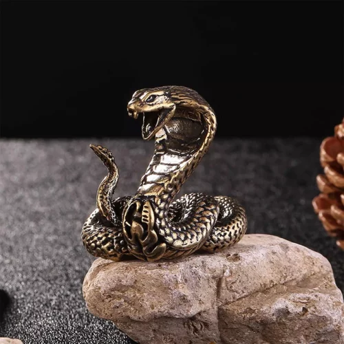 Tenpai de serpiente de latón y cobre – figura decorativa estilo bronce antiguo