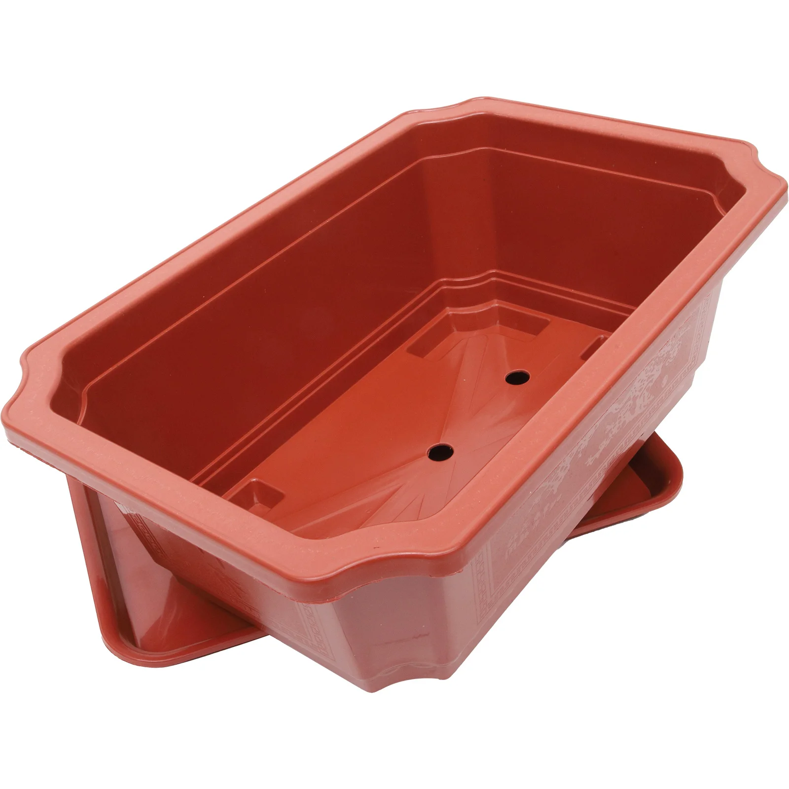 Set 3 macetas largas 45 cm con bandeja de drenaje – maceta rectangular grande de plástico para bonsái y jardín