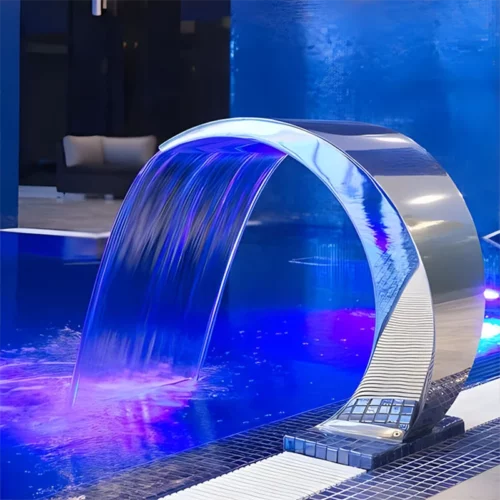 Fuente de piscina cascada 60 cm RGB | Salida de acero inoxidable para spa y jardín