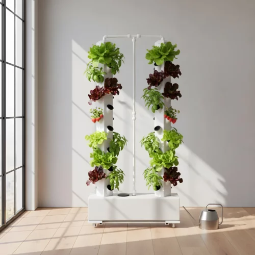 Sistema hidropónico vertical 56 plantas | Torre de cultivo de precisión con tanque 30L