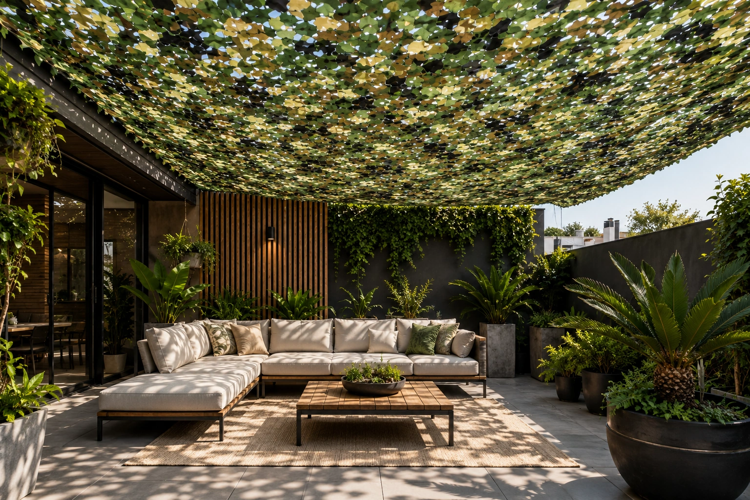 Red de camuflaje reforzada extra grande | Malla de sombreado y ocultación para jardín y terraza - Imagen 2