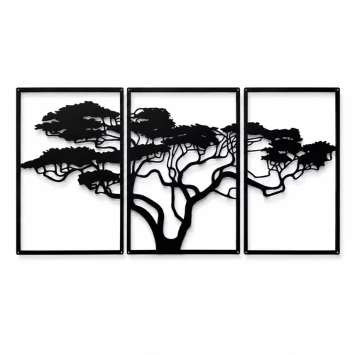 Arte Mural Bonsái en Metal para Pared - Decoración Japonesa Zen de Acero Negro