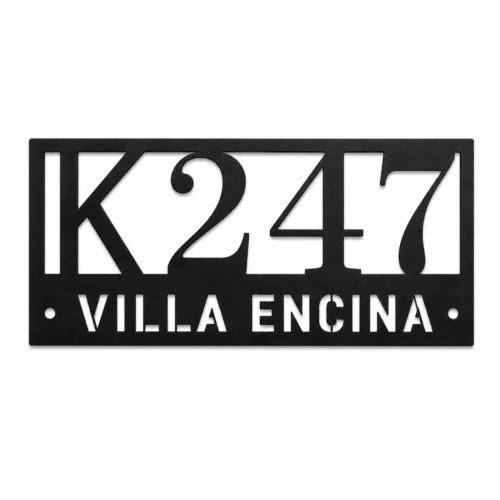 Letrero Personalizado de Número de Casa en Metal - Placa de Dirección Exterior Moderna con Nombre y Número