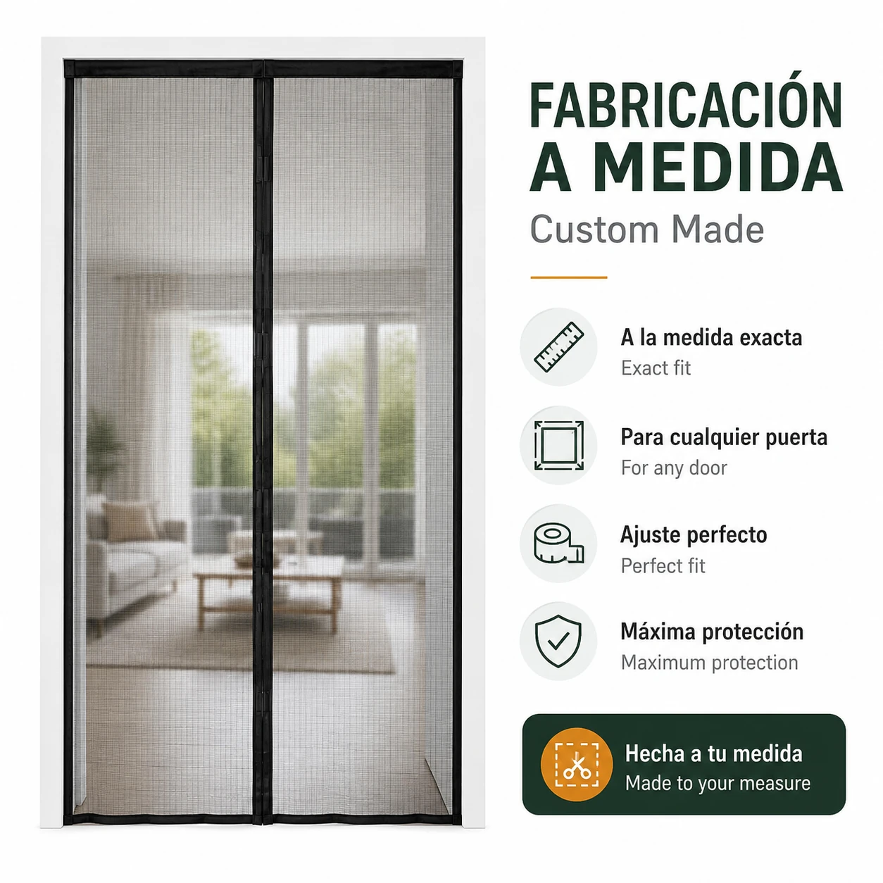 Mosquitera magnética para puertas a medida con cierre automático y malla de alta densidad - Imagen 2