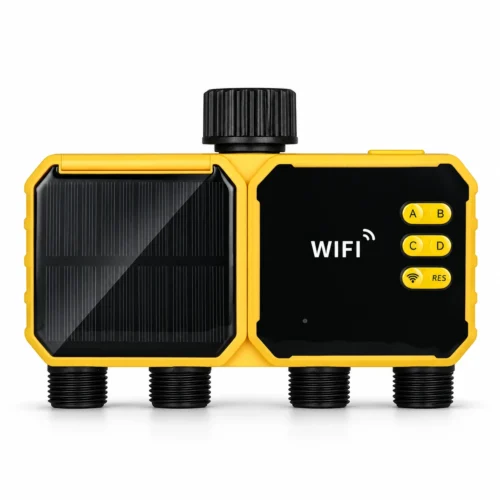 Programador de Riego Solar WiFi 4 Zonas con Sensor de Lluvia