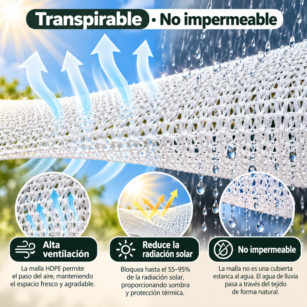 Malla de Sombreo HDPE Premium 55-95% a Medida - XTREM SHADE PRO - Imagen 3